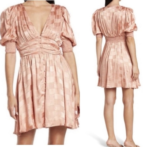 maisie Dresses & Skirts - Maisie Womens Puff Sleeve Satin Mini Dress Size XS New